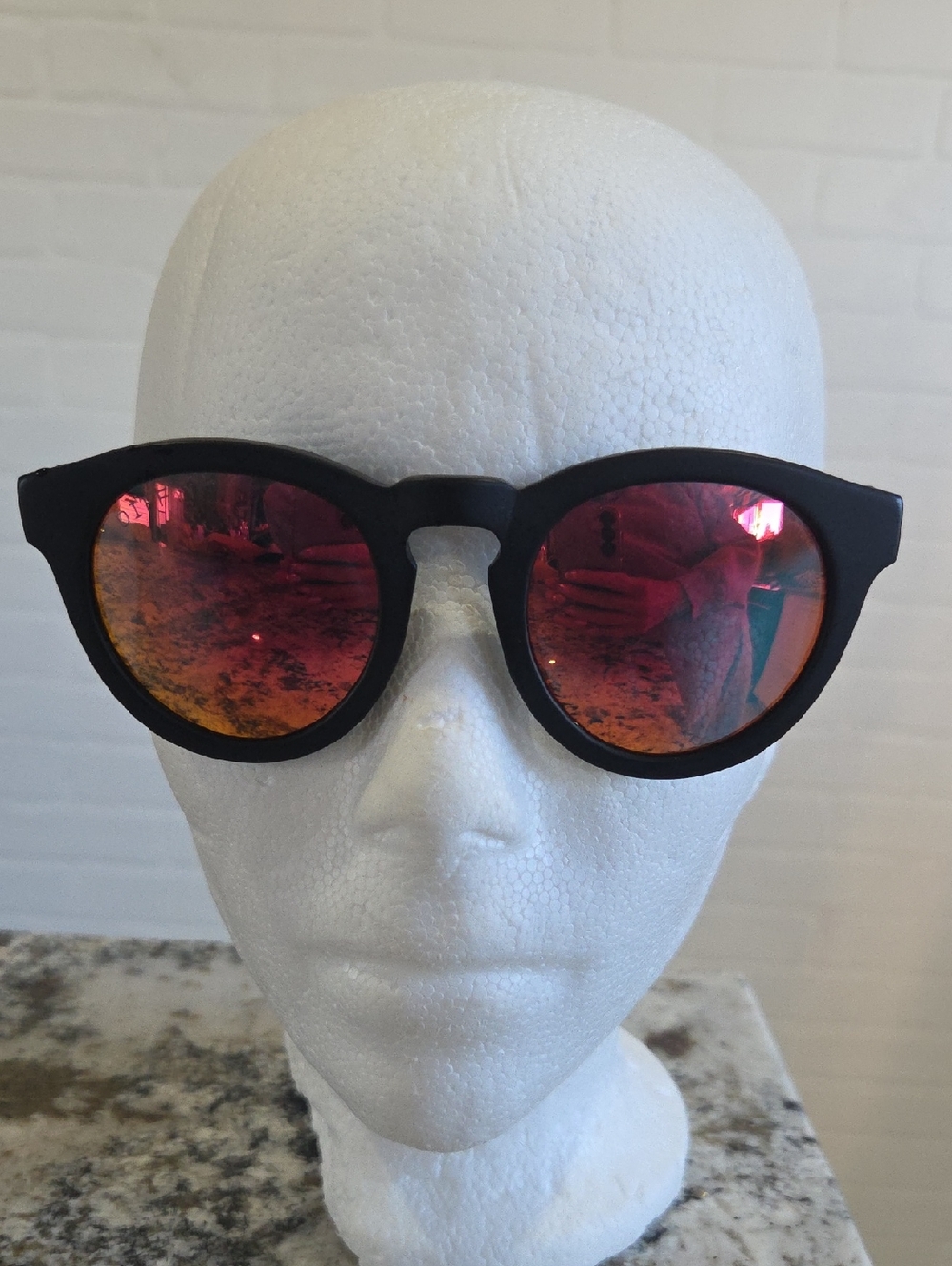 DIFF Flat Black Sunnies With Red Mirror Lenses